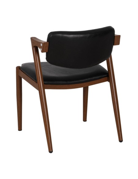 Cadeira design TISSIANA em couro sintético preto e metal marrom.