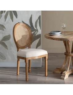 Silla clásica de comedor NIRAJ madera en blanco rozado y... 2