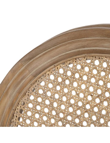 Silla clásica de comedor NIRAJ madera en blanco rozado y ratan