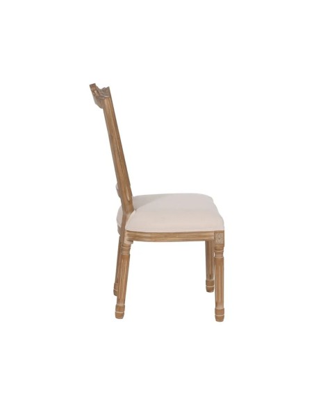 Silla clásica de comedor NIRAJA madera blanco rozado y ratan