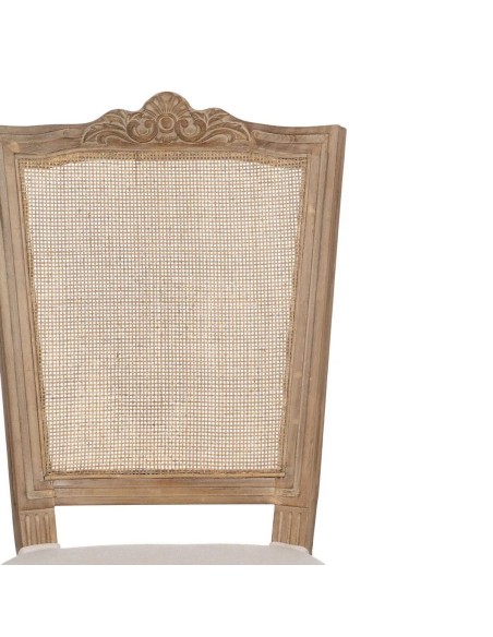 Silla clásica de comedor NIRAJA madera blanco rozado y ratan