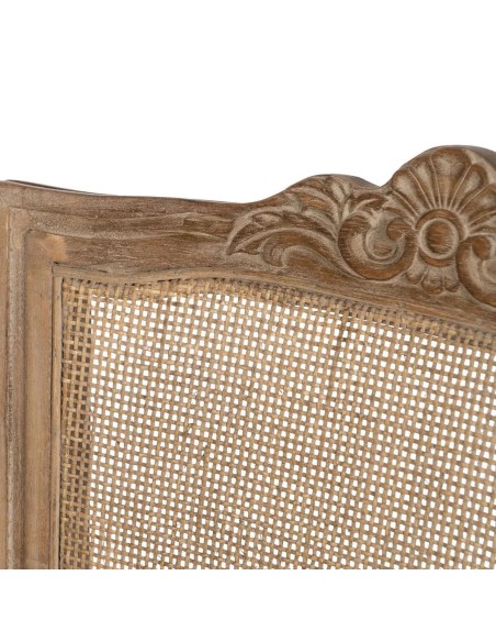 Cadeira de jantar clássica NIRAJA, madeira branca escovada e rattan