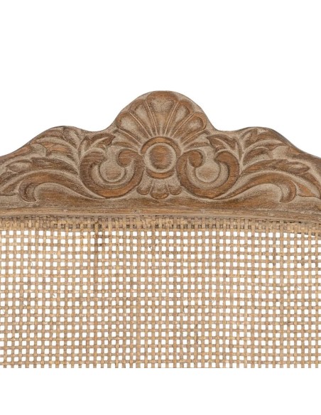 Silla clásica de comedor NIRAJA madera blanco rozado y ratan