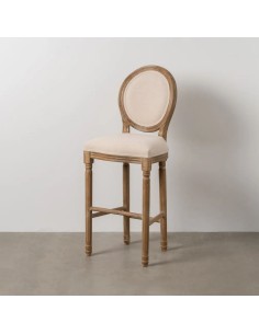 Taburete clásico medallón NIRAJ en madera blanco...