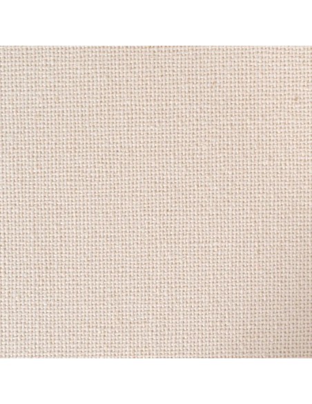 Taburete clásico medallón NIRAJ en madera blanco cepillado y tejido lino