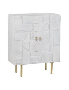 ARMARIO BLANCO-ORO MADERA / METAL SALÓN 92 X 43 X 116 CM