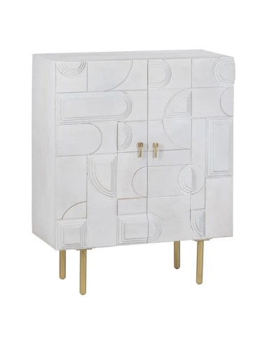 ARMARIO BLANCO-ORO MADERA / METAL SALÓN 92 X 43 X 116 CM