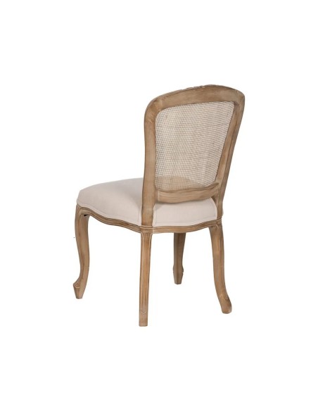 Silla clásica de comedor NIRAJ madera blanco rozado y ratan