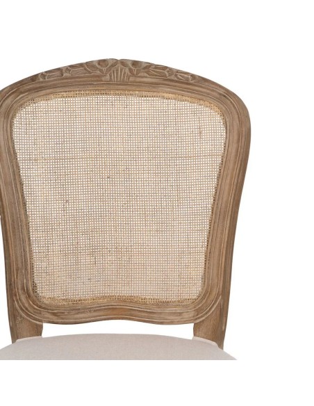Silla clásica de comedor NIRAJ madera blanco rozado y ratan