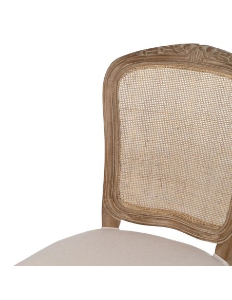 Silla clásica de comedor NIRAJ madera blanco rozado y ratan