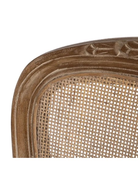 Silla clásica de comedor NIRAJ madera blanco rozado y ratan