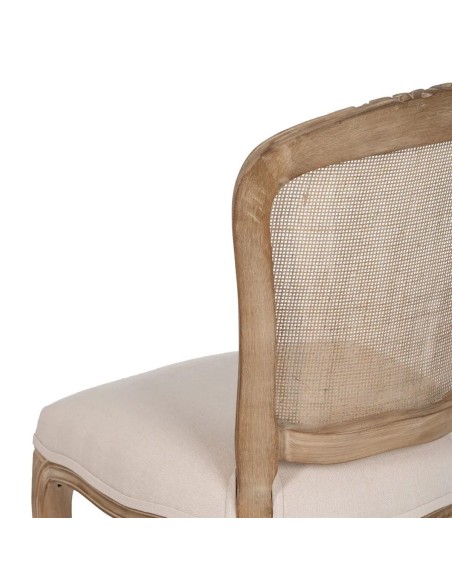 Silla clásica de comedor NIRAJ madera blanco rozado y ratan
