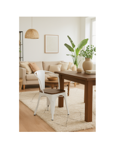 Cadeira TOLIX de design industrial com braços, aço branco... 2