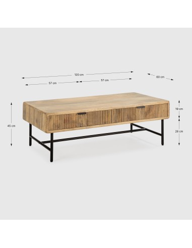 Mesa de centro étnica MUNDRA 120 x 45, MADERA...