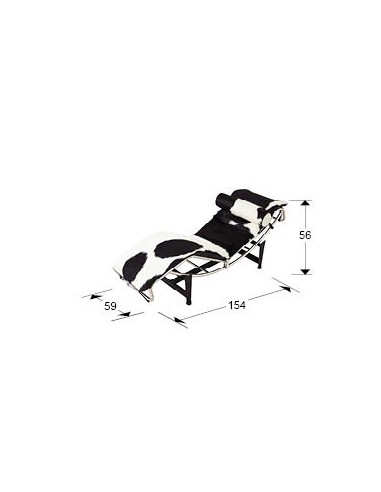 Chaise Longue LECO en Piel de Vaca Blanco Negro...