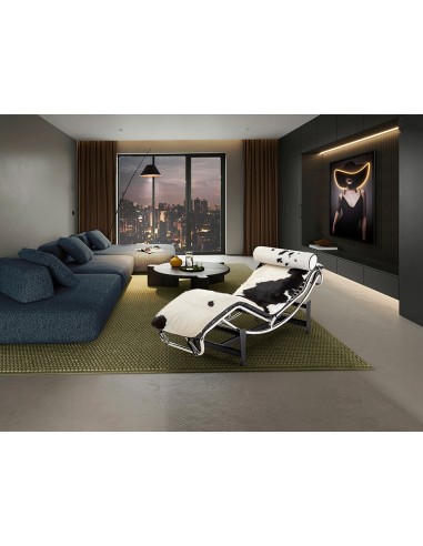 Chaise Longue LECO em pele de vaca bicolor e...