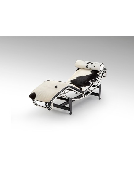 Chaise Longue LECO em pele de vaca bicolor e aço cromado