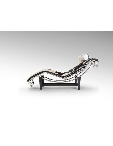Chaise Longue LECO en Piel de Vaca Blanco Negro...