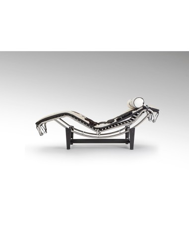 Chaise Longue LECO en Piel de Vaca Blanco Negro...