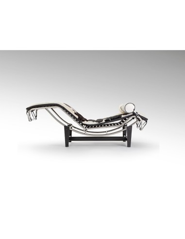 Chaise Longue LECO en Piel de Vaca Blanco Negro...