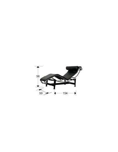 Chaise Longue LECO en Piel Negro con Acero Cromado