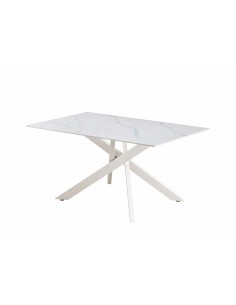 Mesa Marea 140x90, porcelânico efeito mármore branco e...