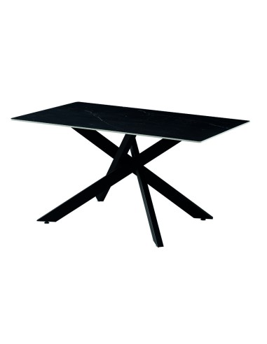 Mesa Marea 140x90, porcelanico efecto mármol negro