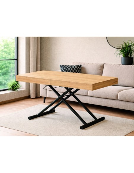 copy of Mesa centro e de jantar Adran carvalho, elevável e extensível, com altura regulável.