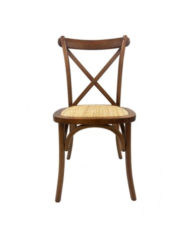 Silla CROSS Bistro en haya nogal, asiento de ratán