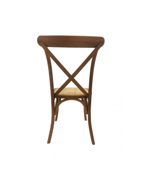 Silla CROSS Bistro en haya nogal, asiento de ratán