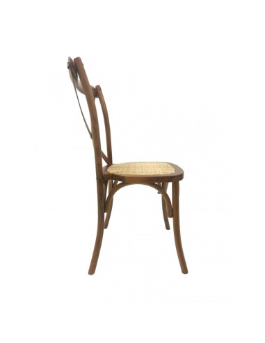 Silla CROSS Bistro en haya nogal, asiento de ratán