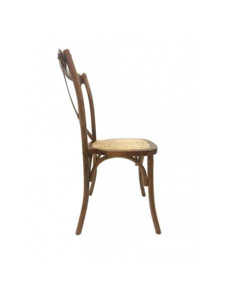 Silla CROSS Bistro en haya nogal, asiento de ratán