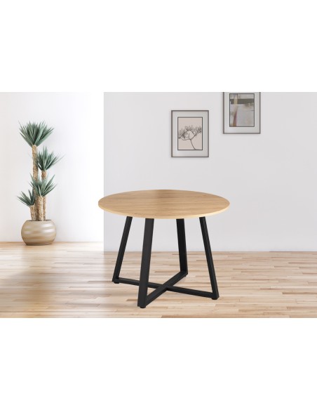 Mesa comedor Redonda 120 TRAPELIA Roble Amazonia y metal negro
