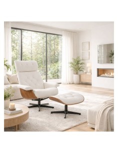 Poltrona com ottoman EUROPA, similpele branco design... 2