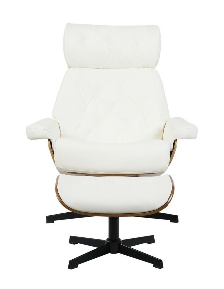 Poltrona com ottoman EUROPA, similpele branco design clássico.