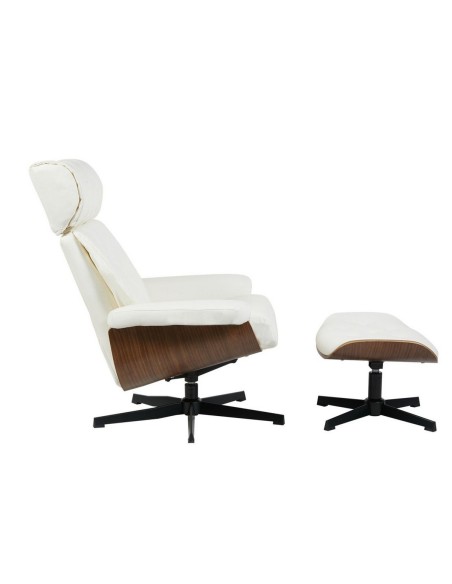 Poltrona com ottoman EUROPA, similpele branco design clássico.