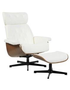 Butaca con ottoman EUROPA, madera, similpiel blanco...