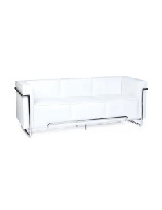 Sofá VENETTO, 3 plazas, acero inoxidable, similpiel blanca