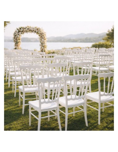 Cadeira de catering WEDDING branca empilhável...