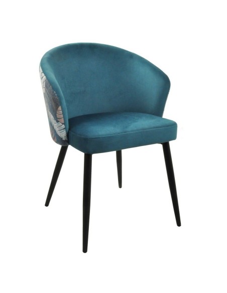 Silla de diseño FLORA, metal, tapizado velvet con respaldo floral