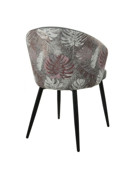Silla de diseño FLORA, metal, tapizado velvet con respaldo floral
