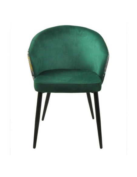 Silla de diseño FLORA, metal, tapizado velvet con respaldo floral