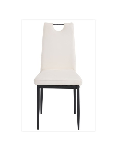 Silla de diseño apilable ROMSA, metal negro, similpiel