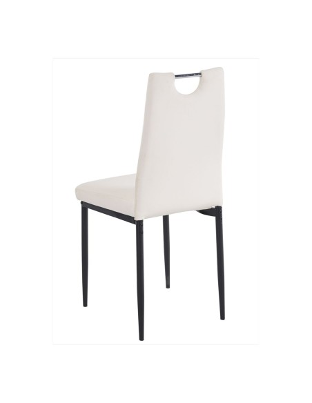 Silla de diseño apilable ROMSA, metal negro, similpiel