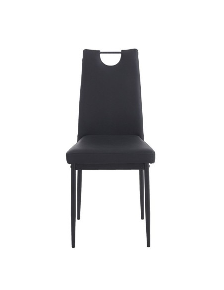 Silla de diseño apilable ROMSA, metal negro, similpiel