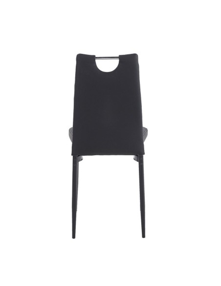 Silla de diseño apilable ROMSA, metal negro, similpiel