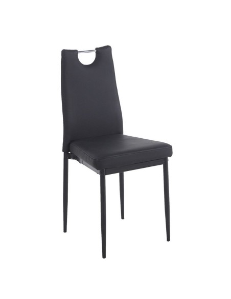 Silla de diseño apilable ROMSA, metal negro, similpiel