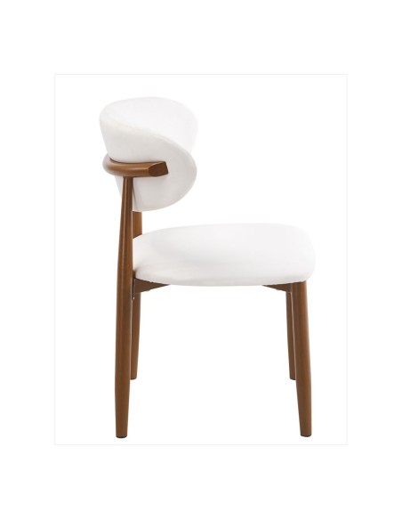 Silla de diseño CHAUDA, metal acabado madera y similpiel