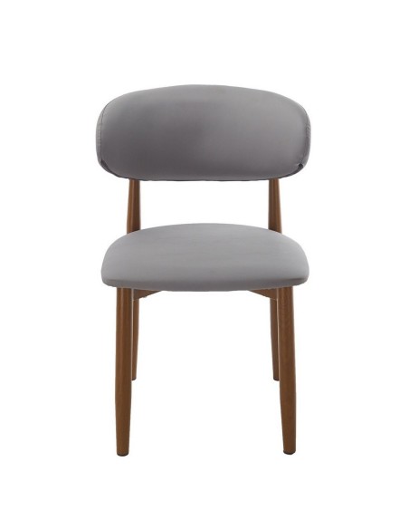 Cadeira de design CHAUDA metal simil madeira e simil pele