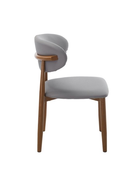Cadeira de design CHAUDA metal simil madeira e simil pele